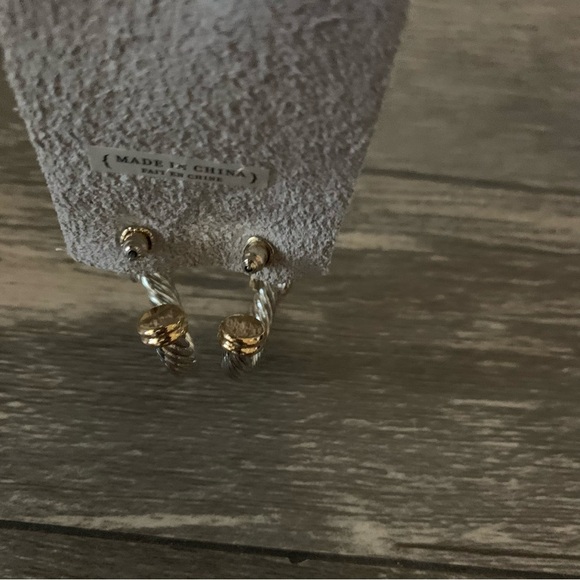 ANTHROPOLOGIE Mixed Metal Hoop Earrings - Picture 3 of 7